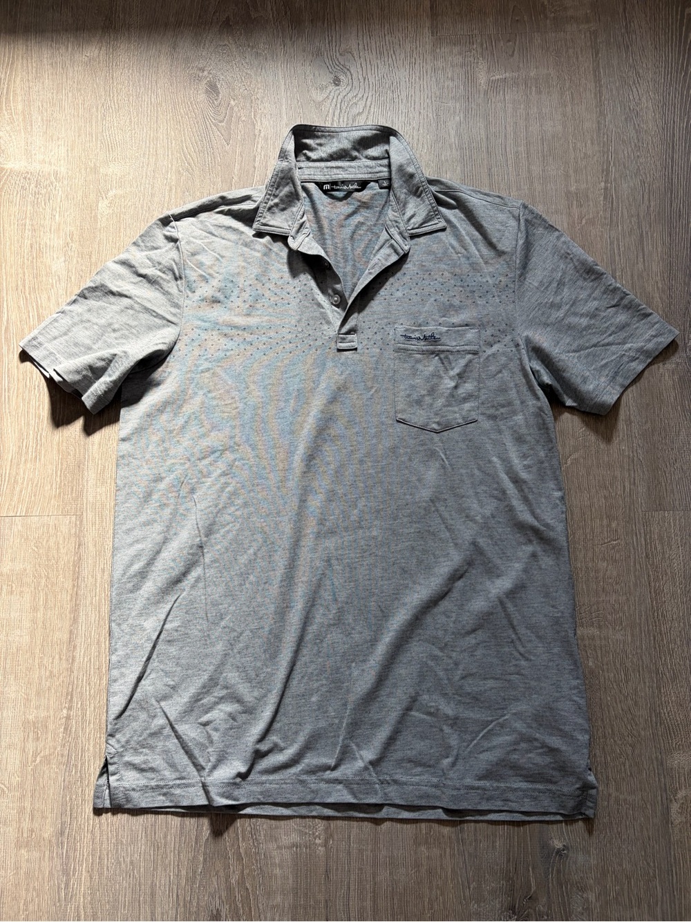 Men's Grey Travis Mathew Polo Shirt with Chest Pocket